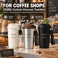 Gobelet isotherme Kingze personnalisé avec logo, 550 ml, en acier inoxydable 304, anti-fuite, pour café, vente en gros en vrac pour marques de cafés