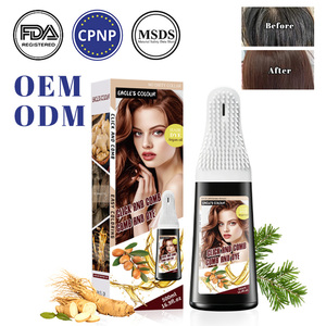 Tinte para el Cabello Negro sin Amoníaco con Aceite de Argán OEM ODM, Champú Tinte para el Cabello Castaño Oscuro Black Magic para Uso Doméstico con Peine - Product Image 1
