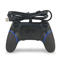 Manette de jeu filaire recouverte de caoutchouc pour P4, contrôleur de jeu USB avec double vibration et gyroscope 6 axes, compatible avec PC