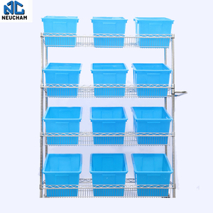 Carrello Organizzatore Elettronico Commerciale per Magazzino, Portata 250kg/ripiano, <span class=keywords><strong>con</strong></span> Ripiani Inclinati e Ruote per Trasporto e Stoccaggio - Product Image 3