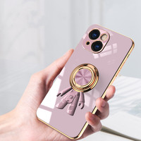 Étui de téléphone en TPU électro-plaqué de haute qualité, design tendance, antichoc, étanche, pour 16 Pro Max, avec support magnétique pour anneau, astronaute