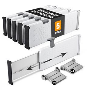Paquete de 5 Separadores de Cajones Rectangulares Plegables Ajustables de Plástico Ecológico, Organizador de Joyas Expandible de 4 Pulgadas de Alto - Product Image 1
