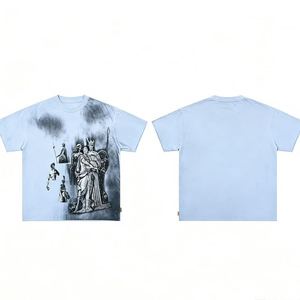 Camiseta gráfica negra de algodón grueso para hombre, estilo oversize, con efecto desgastado, de la marca pour hommes. - Product Image 1