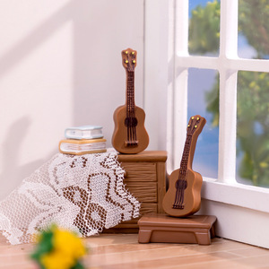 Mini guitare de simulation, instruments de musique miniatures pour micro-paysages, accessoires pour mini-jardins féeriques et gâteaux, décoration pour la maison, le bureau et la voiture - Product Image 3