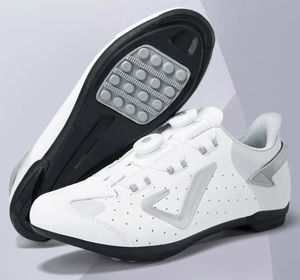 Chaussures de cyclisme sur route personnalisées en gros, blanches, semelle en fibre de carbone rigide, respirantes, légères, baskets de course pour vélo - Product Image 1