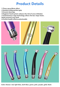 2/4 agujeros tres pulverizadores, Instrumentos dentales de manzana, pieza de mano dental colorida, turbina, pieza de mano de alta velocidad para dentista - Product Image 5