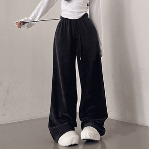 Nouveau style été 2026 – Pantalon en velours côtelé uni, minimaliste, respirant, écologique, taille mi-haute, devant plat, avec cordon de serrage - Product Image 3