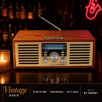 Radio de bureau rétro en bois certifiée CE avec logo personnalisé OEM ODM, moule privé, lecteur MP3 3 bandes FM AM SW, Bluetooth, USB, TF, rechargeable 18650