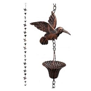 Chaîne de pluie décorative noire à motif d'oiseau attrayant pour gouttières de jardin et arrosage - Product Image 1