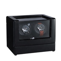 Remontoir de montre à moteur automatique luxueux 2 fentes LED Light Montres de stockage sûres-Boîtes de montre