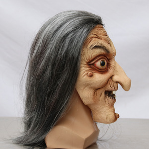 Nicro, suministros de Halloween, fiesta de disfraces, Escena de miedo, accesorios de vestir, pelo largo aterrador, bruja, cabeza de anciano, mueca, máscara de terror - Product Image 2