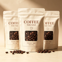 Faible MOQ, Gamme complète de tailles, Spécifications 100g 250g 500g 1kg, Conception personnalisée, Emballage de café, Sachet Doypack avec valve et fermeture éclair