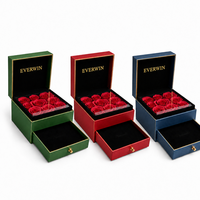 Boîte cadeau de luxe personnalisée EVERWIN pour bijoux, boîte à chapeau avec fleurs en papier, compartiments pour bagues et colliers, pour boîte cadeau de mariage