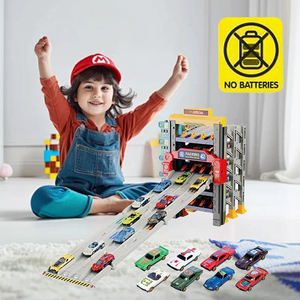 Circuit de course automatique avec parking, ensemble de jeu de <span class=keywords><strong>garage</strong></span> avec 8 <span class=keywords><strong>voitures</strong></span> en alliage, ensemble de véhicules de course pour enfants - Product Image 6