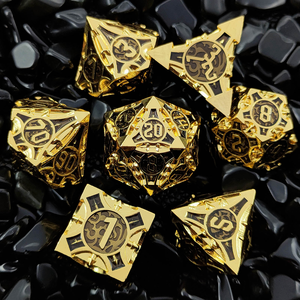 Dés en métal personnalisés en gros pour DND, ensemble de dés carrés D6 <span class=keywords><strong>D12</strong></span> D20, runes affûtées, dragon, ville souterraine, dés de jeu de table - Product Image 1