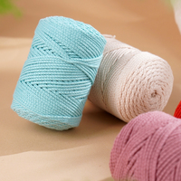 Fil à macramé multicolore 2 brins 100% coton 3MM torsadé, fil à macramé à brin unique