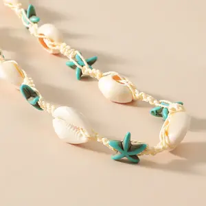 Adjustable Sea Shell Bracelet Necklace Natural Shell Choker Shell Anklet For Women Girls Beach Jewelry