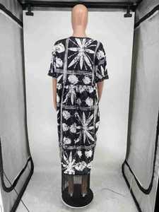 Vestido africano de verano para mujer, estilo boubou, dashiki, Ankara, <span class=keywords><strong>con</strong></span> estampado moderno, manga corta, holgado, <span class=keywords><strong>con</strong></span> borlas, maxi vestido para dropshipping. - Product Image 4