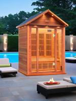 Sauna infrarouge intérieur pour 3 personnes, en bois canadien, avec chauffage en fibre de carbone, faible EMF, sauna sec pour maison et villa