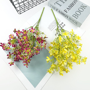 Bouquet artificiel de Daphné et de Gypsophile 35cm, fleurs en soie, décoration intérieure, accessoires de mariage, orange, jaune, rose, blanc - Product Image 3