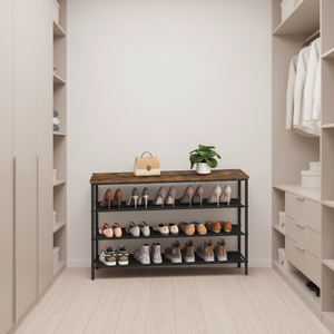 Étagère à chaussures étroite à 5 niveaux, 4 étagères en tissu polyester, structure en acier, rangement multifonctionnel pour chaussures et sacs, style industriel - Product Image 4