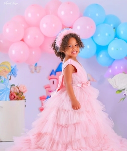 Abiti da Festa di Compleanno per Bambine con Scollo a V e Volant Floreali, <span class=keywords><strong>Vestito</strong></span> da Damigella per Bambine Personalizzato per Matrimoni - Product Image 5