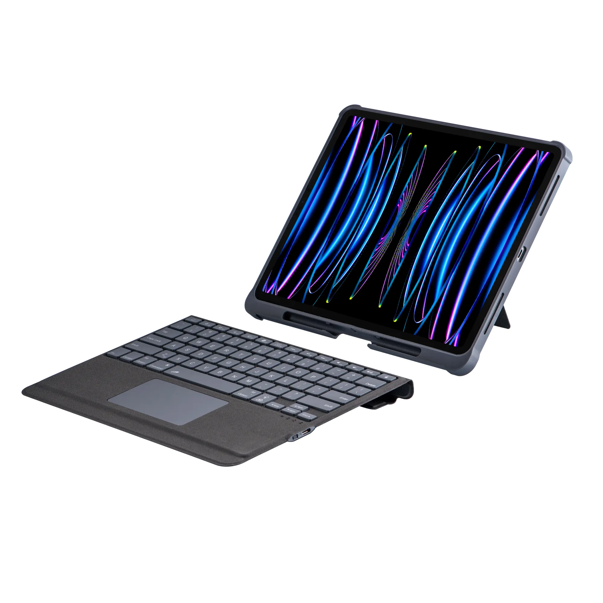 2021-2020-2018 for iPad Keyboard Case Cover with Touchpad and Pencil Holder 7 Color LED RGB Backlight Split Style