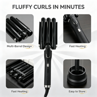 Fer à boucler professionnel rotatif à réglage de température, 9 mm et 25 mm, avec deux niveaux de réglage de la température