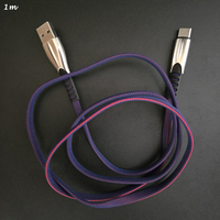 Desain populer 2A ekor ikan datar pengisi daya Cepat beberapa kain kabel data USB ke kabel USB C