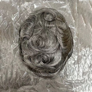 Toupee <span class=keywords><strong>Uomo</strong></span> Australiano in Capelli Veri con Base in Pizzo e PU, Onda Naturale 28mm, Colore 1B, Sistema di Sostituzione Capelli con Base a Rete Monofilamento - Product Image 3