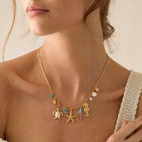 Breloques personnalisées en forme d'étoile de mer et de coquillage, plaquées or, en acier inoxydable, prêtes à être expédiées en gros – Pendentifs océaniques tendance pour bijoux de plage