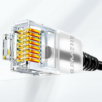 SAMZHE Kabel Patch Jaringan Cat6A Tipis Berlapis 10Gbps 32AWG UTP Tembaga Murni PVC Kabel Tipis Bulat Kabel Sambungan
