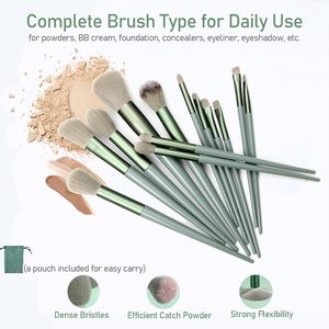 Kit de 25 outils de beauté personnalisables verts pour débutants, éponge de mélange, <span class=keywords><strong>blush</strong></span>, mascara, fard à paupières, poudre, ensemble de maquillage en fibres synthétiques - Product Image 2