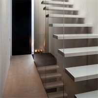 DAIYA USA flottant escalier EN CHÊNE tuile d'escalier avec la balustrade de verre trempé