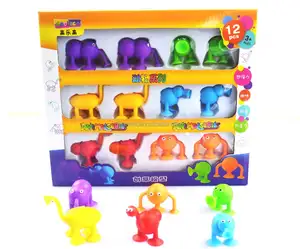 12 шт./набор, силиконовые игрушки для снятия стресса, набор строительных блоков в форме животных