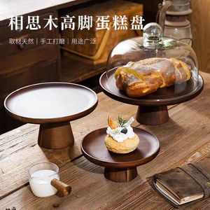 Solid Wood Fruit Plate Tall Cake Stand Multi Functional Serving Tray For Living Room Hotel Coffee Tea - Product Image 5