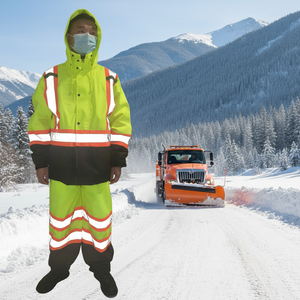 Ensemble imperméable jaune réfléchissant deux pièces pour la sécurité routière et l'entretien des routes en extérieur - Product Image 5