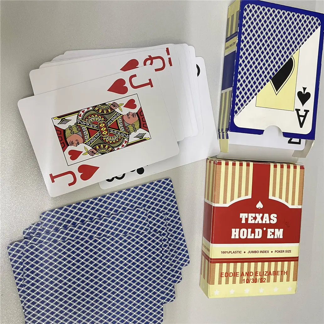 100% PVC chơi poker thẻ bền Texas Hold'em Poker thẻ với các từ lớn cho cờ Bạc trò chơi