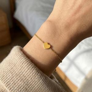 Minimalist Heart Pendant Chain <b>Bracelet</b> High Polished Anti Tarnish Stainless Steel <b>Bracelet</b> For Women - Product Image 2