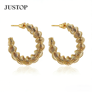 Trending <b>Hook</b> Shape Hoop <b>Earrings</b> OEM/OEM Waterproof Stainless Steel Gold Plating Hypoallergenic Women's Fashion Jewelry - Product Image 6