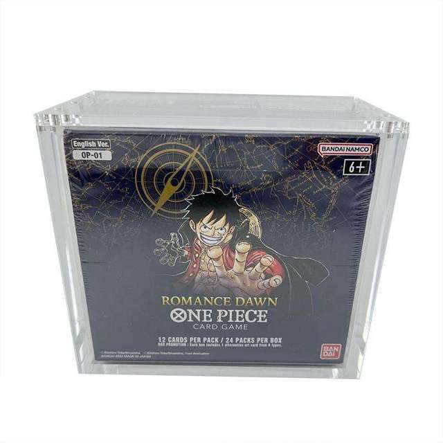 One Piece Booster Box OP01 OP02 Original Print Display Custom UV Protector Acrylic Case Magnetic Lids Top Cover Acrylic Case