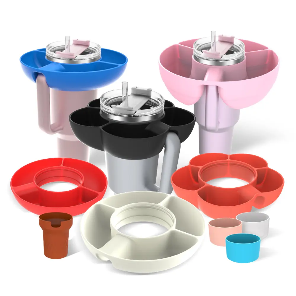Özelleştirilebilir renk Logo silikon aperatif tutucu 40 Oz Tumbler kupası aksesuarları Stanley aperatif kasesi toz geçirmez aperatif tepsisi kapaklı
