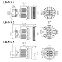 LANBOO IP65 double contacts flèche illuminée 19/22mm interrupteur d'arrêt d'urgence 1NO1NC/2NO2NC acier inoxydable aluminium rouge 250v