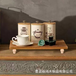 Wooden Desktop Storage Rack For <b>Tea</b> Cups And Canisters Rectangle Retro Color <b>Standing</b> Type Food And <b>Tea</b> Organizer - Product Image 1