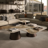 Meubles de luxe au design de mode Table centrale en métal gris doré Ensemble de tables basses pour salon