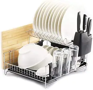 现代设计大容量专业304不锈钢餐具晾衣架，带厨房用具排水器