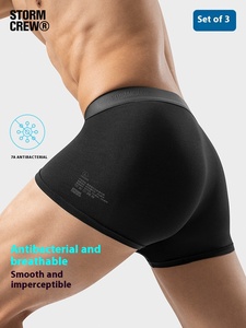 STORMCREW Ropa interior <span class=keywords><strong>de</strong></span> Modal antibacteriano para hombre Pantalones cortos Paquete <span class=keywords><strong>de</strong></span> tres películas Hurricane Cool Smooth Skin-Friendly con logotipo en la cintura - Product Image 2