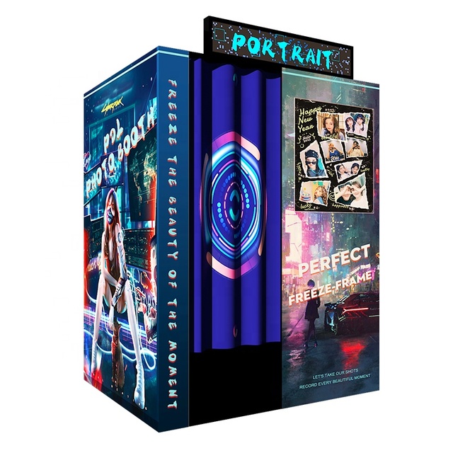 Customizable Instant Print Photo Booth Machine with Shell Backdrop Stand Compatible with Camera