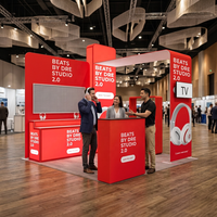 Stand d'exposition 10x10 pieds en aluminium, sans outil, avec panneau LED et comptoir, pour salon professionnel