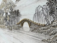 Panneau mural décoratif Zhenling de luxe, peint à la main, brodé, avec des nuages et un paysage, pour la décoration murale des hôtels